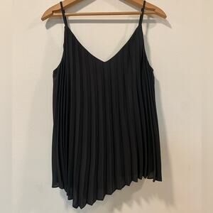 Frank Lyman Accordion Asymmetrical Top Sz 8 Black‎ Cocktail Evening Going Out